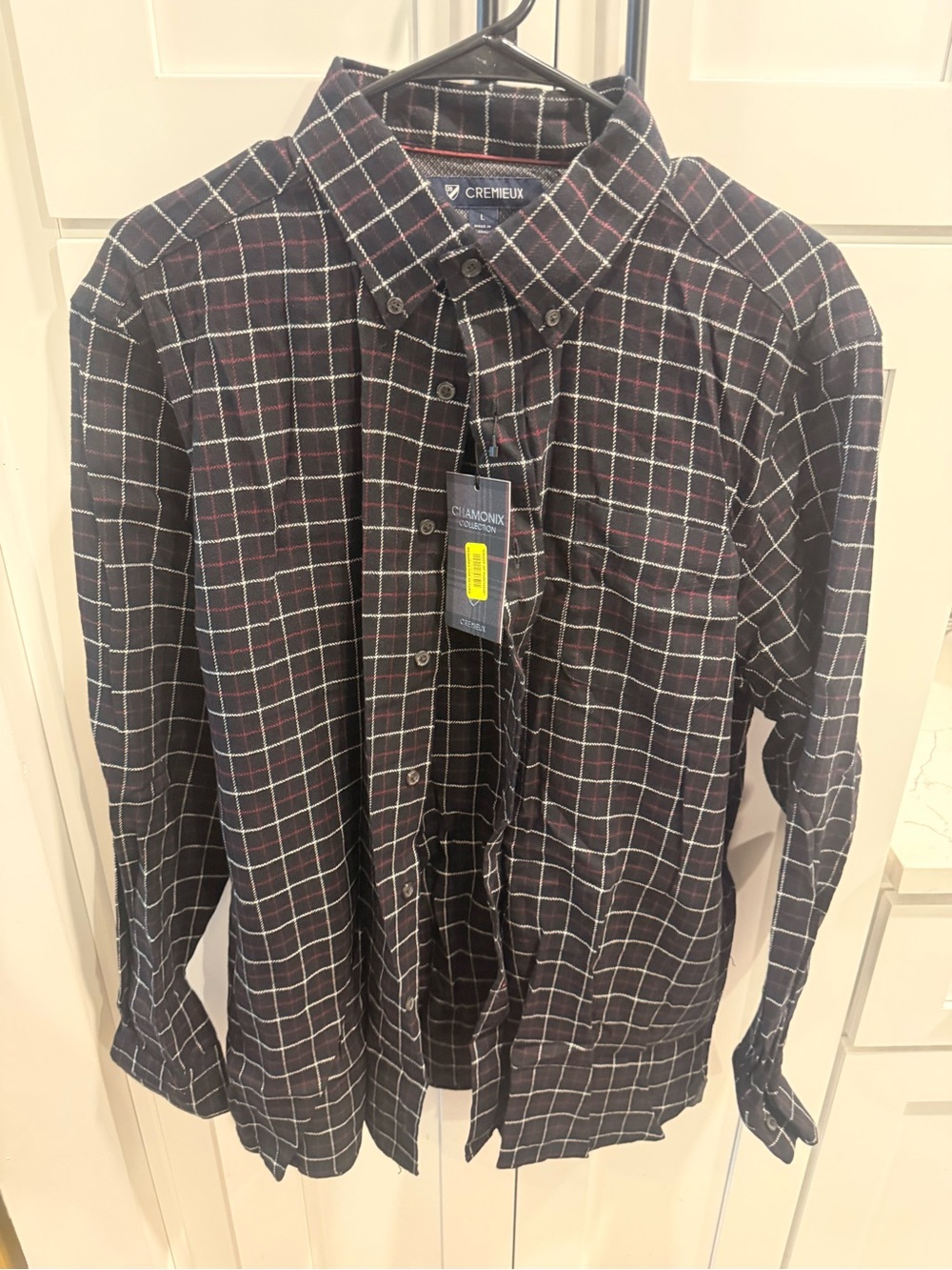 Daniel Cremieux Men’s Black Plaid Button-Down Shirt with Red Accents